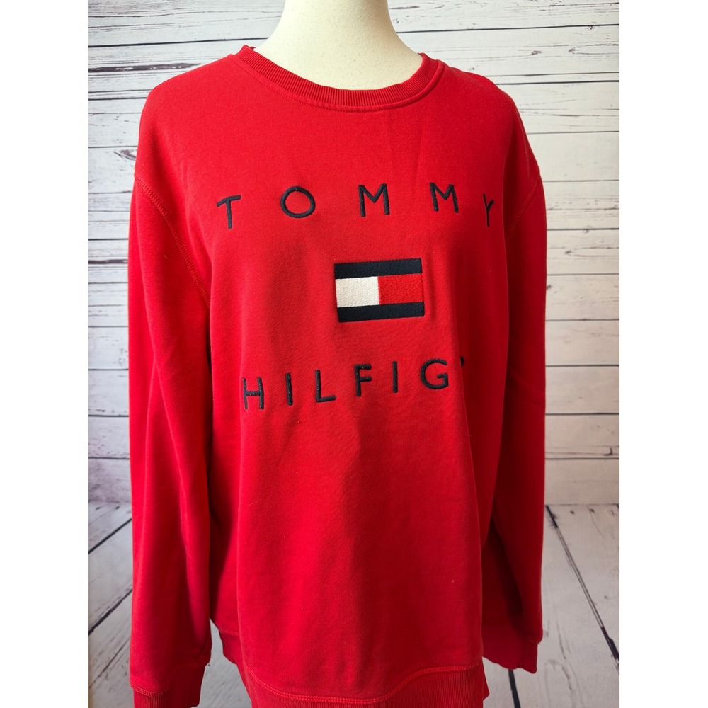 Tommy Hilfiger Sweatshirt Mens XL Embroidered Logo Pullover Extra Large Y2K 90s